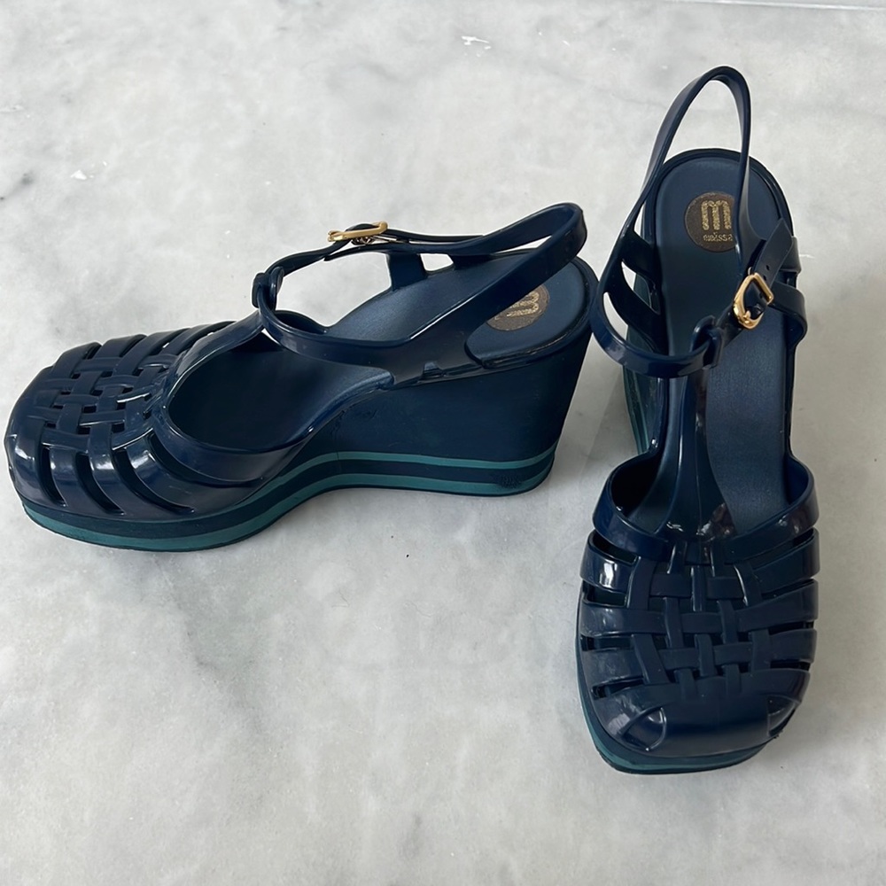 Dark Blue Melissa Wedges